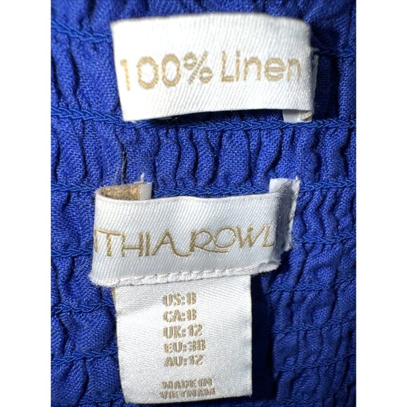 💙CYNTHIA ROWLEY Womens 8 Blue 100% Linen Wide Leg Boho CottageCore Y2K Jumpsuit - Picture 7 of 8